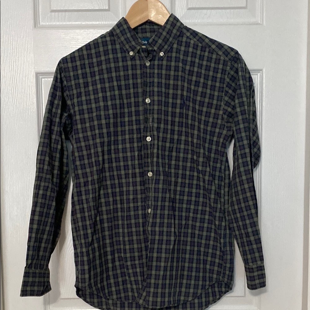 Ralph Lauren Navy and Green Checkered Shirt
